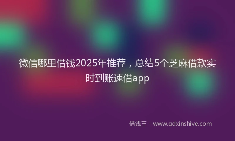 微信哪里借钱2025年推荐，总结5个芝麻借款实时到账速借app
