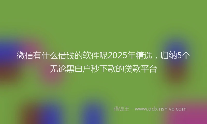 微信有什么借钱的软件呢2025年精选，归纳5个无论黑白户秒下款的贷款平台