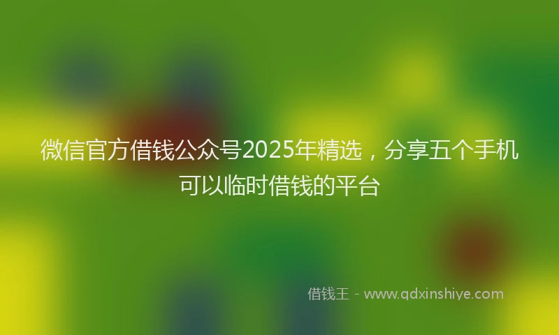 微信官方借钱公众号2025年精选，分享五个手机可以临时借钱的平台