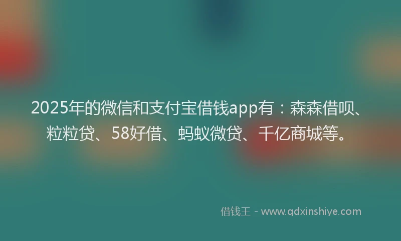 2025年的微信和支付宝借钱app有：森森借呗、粒粒贷、58好借、蚂蚁微贷、千亿商城等。