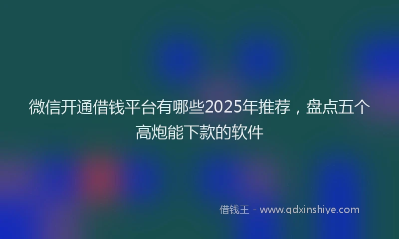 微信开通借钱平台有哪些2025年推荐，盘点五个高炮能下款的软件