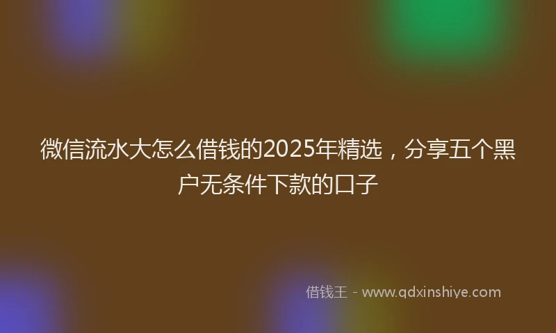 微信流水大怎么借钱的2025年精选，分享五个黑户无条件下款的口子