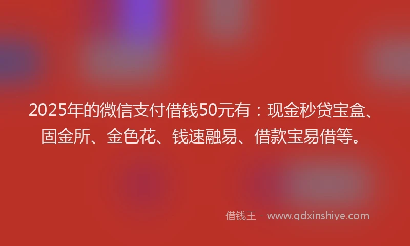 2025年的微信支付借钱50元有：现金秒贷宝盒、固金所、金色花、钱速融易、借款宝易借等。