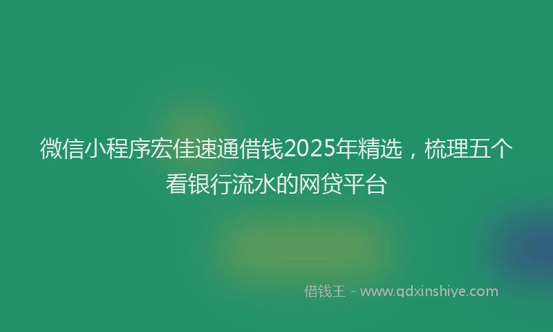 微信小程序宏佳速通借钱2025年精选，梳理五个看银行流水的网贷平台