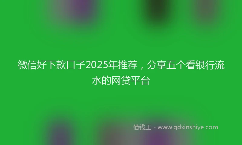 微信好下款口子2025年推荐，分享五个看银行流水的网贷平台