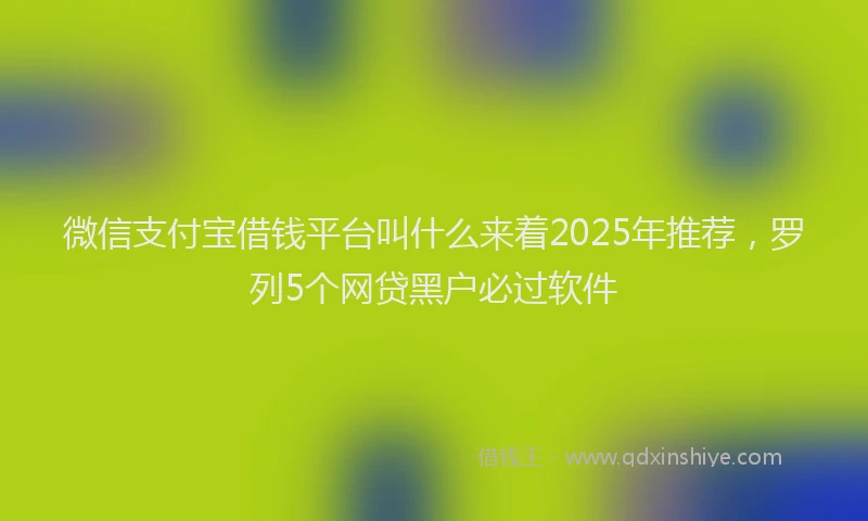 微信支付宝借钱平台叫什么来着2025年推荐，罗列5个网贷黑户必过软件