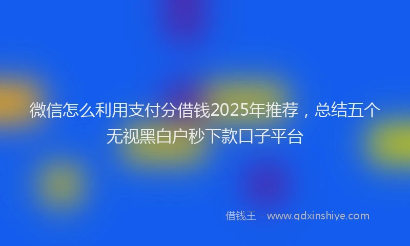 微信怎么利用支付分借钱2025年推荐，总结五个无视黑白户秒下款口子平台