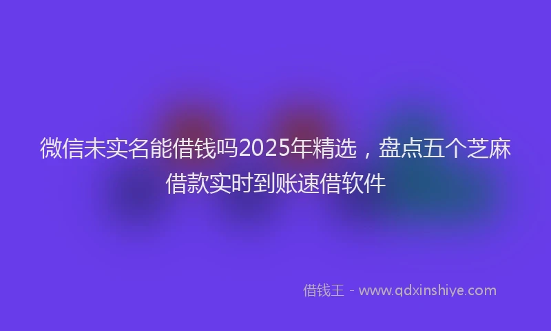 微信未实名能借钱吗2025年精选，盘点五个芝麻借款实时到账速借软件