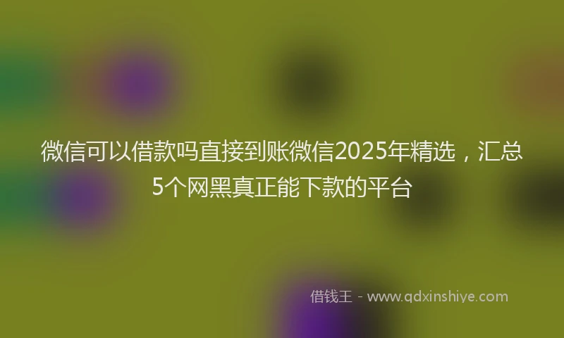 微信可以借款吗直接到账微信2025年精选，汇总5个网黑真正能下款的平台