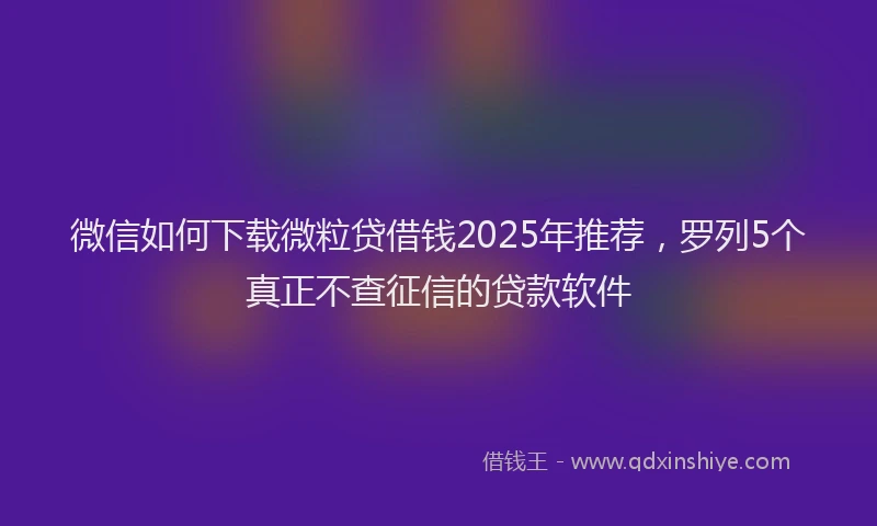 微信如何下载微粒贷借钱2025年推荐，罗列5个真正不查征信的贷款软件