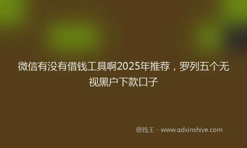 微信有没有借钱工具啊2025年推荐，罗列五个无视黑户下款口子