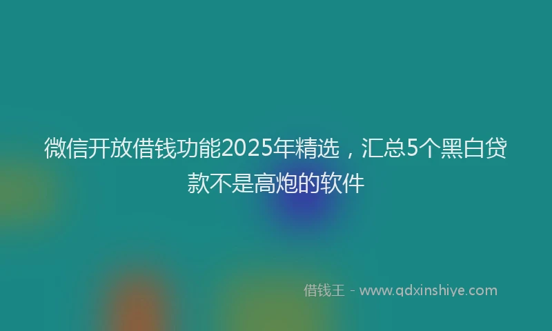 微信开放借钱功能2025年精选，汇总5个黑白贷款不是高炮的软件