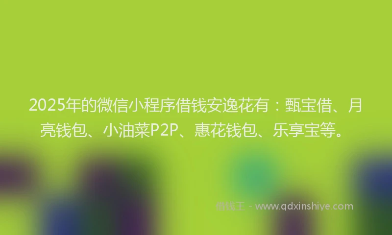 2025年的微信小程序借钱安逸花有：甄宝借、月亮钱包、小油菜P2P、惠花钱包、乐享宝等。
