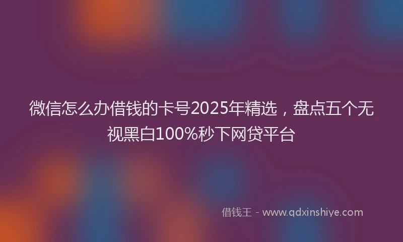 微信怎么办借钱的卡号2025年精选，盘点五个无视黑白100%秒下网贷平台