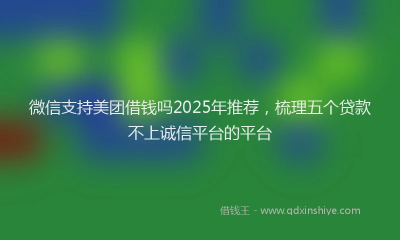 微信支持美团借钱吗2025年推荐，梳理五个贷款不上诚信平台的平台