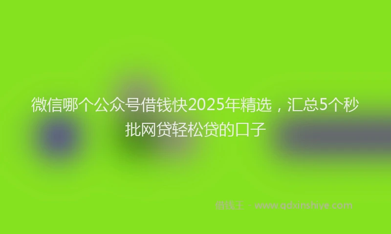 微信哪个公众号借钱快2025年精选，汇总5个秒批网贷轻松贷的口子