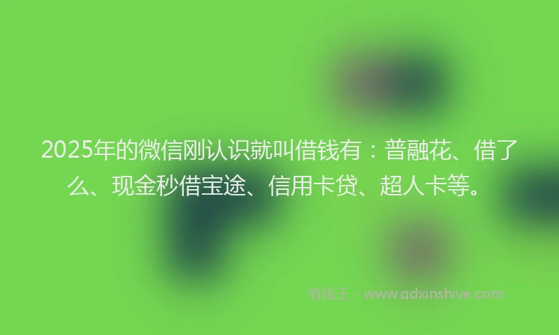 2025年的微信刚认识就叫借钱有：普融花、借了么、现金秒借宝途、信用卡贷、超人卡等。