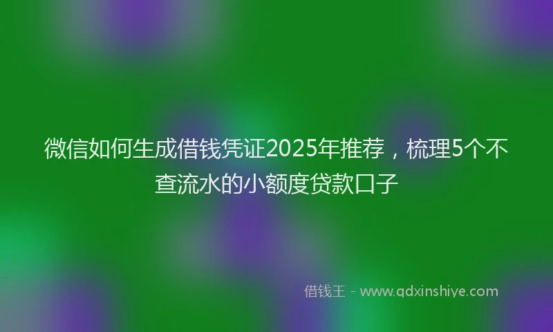 微信如何生成借钱凭证2025年推荐，梳理5个不查流水的小额度贷款口子