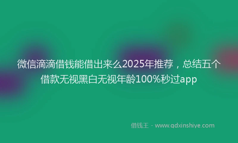 微信滴滴借钱能借出来么2025年推荐，总结五个借款无视黑白无视年龄100%秒过app
