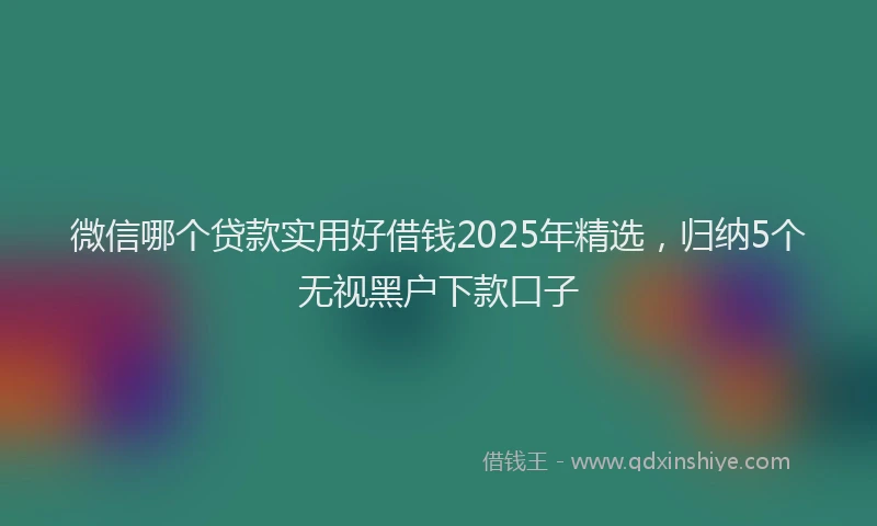 微信哪个贷款实用好借钱2025年精选，归纳5个无视黑户下款口子