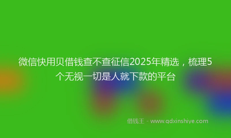 微信快用贝借钱查不查征信2025年精选，梳理5个无视一切是人就下款的平台
