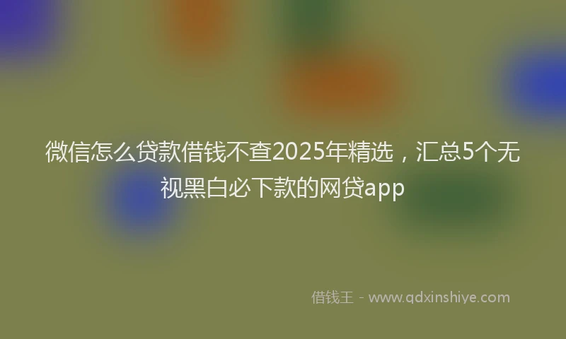 微信怎么贷款借钱不查2025年精选，汇总5个无视黑白必下款的网贷app