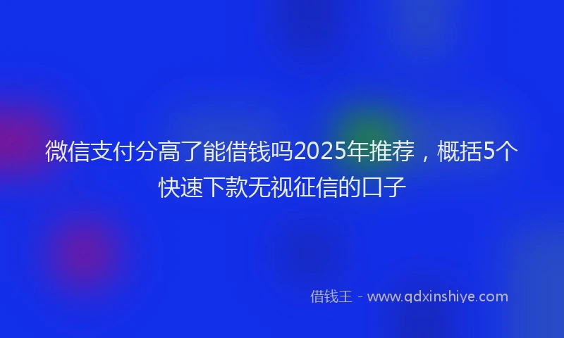 微信支付分高了能借钱吗2025年推荐，概括5个快速下款无视征信的口子