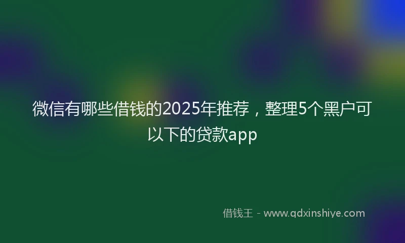 微信有哪些借钱的2025年推荐，整理5个黑户可以下的贷款app