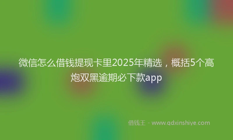 微信怎么借钱提现卡里2025年精选，概括5个高炮双黑逾期必下款app