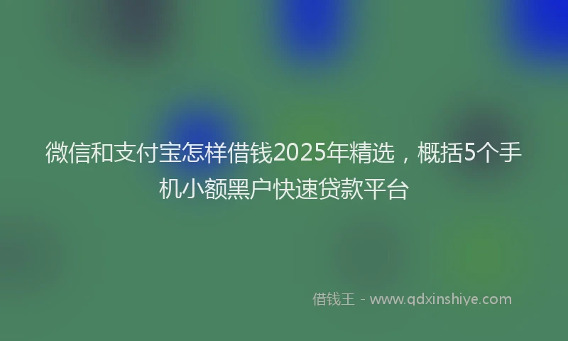 微信和支付宝怎样借钱2025年精选，概括5个手机小额黑户快速贷款平台