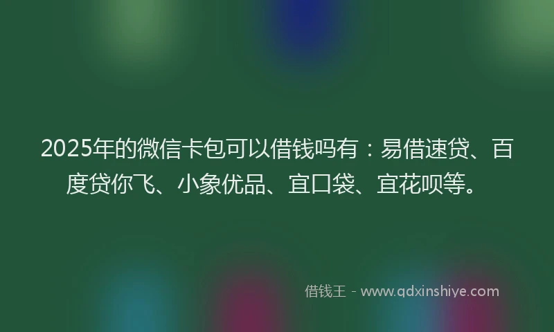 2025年的微信卡包可以借钱吗有：易借速贷、百度贷你飞、小象优品、宜口袋、宜花呗等。