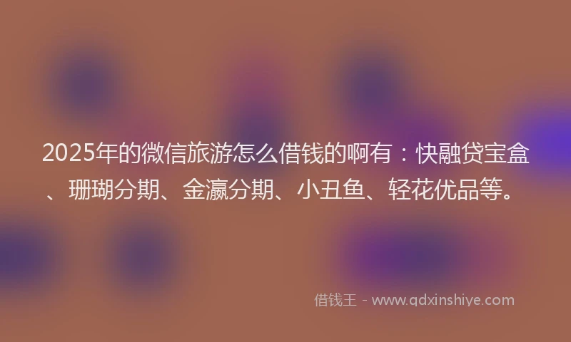 2025年的微信旅游怎么借钱的啊有：快融贷宝盒、珊瑚分期、金瀛分期、小丑鱼、轻花优品等。