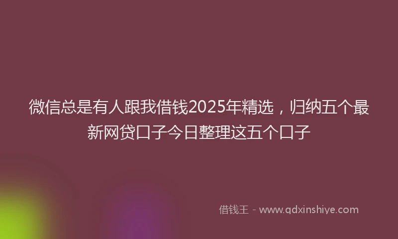 微信总是有人跟我借钱2025年精选，归纳五个最新网贷口子今日整理这五个口子