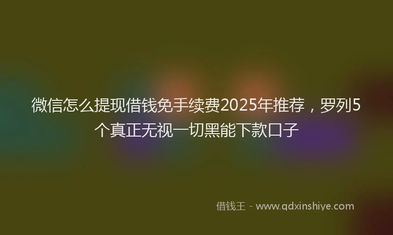 微信怎么提现借钱免手续费2025年推荐，罗列5个真正无视一切黑能下款口子