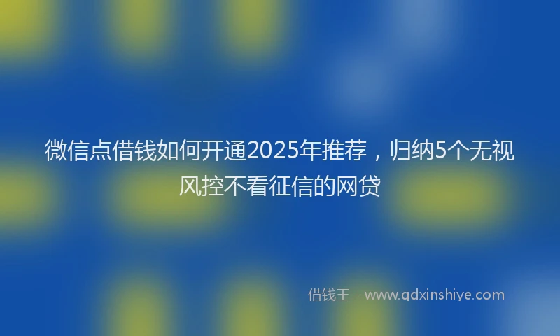 微信点借钱如何开通2025年推荐，归纳5个无视风控不看征信的网贷