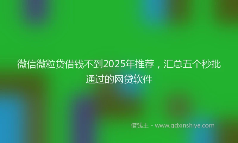 微信微粒贷借钱不到2025年推荐，汇总五个秒批通过的网贷软件