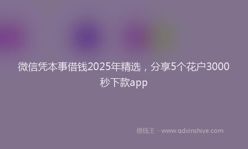 微信凭本事借钱2025年精选，分享5个花户3000秒下款app