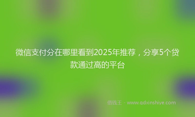 微信支付分在哪里看到2025年推荐，分享5个贷款通过高的平台