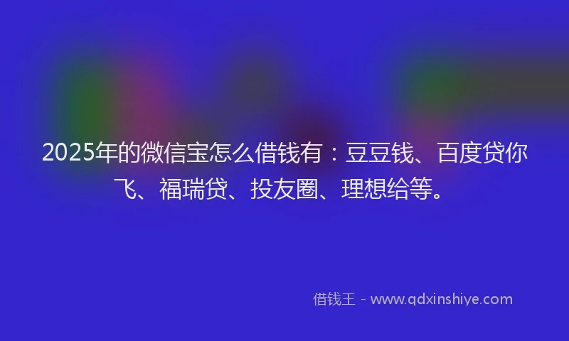 2025年的微信宝怎么借钱有：豆豆钱、百度贷你飞、福瑞贷、投友圈、理想给等。