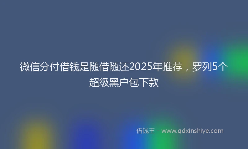 微信分付借钱是随借随还2025年推荐，罗列5个超级黑户包下款
