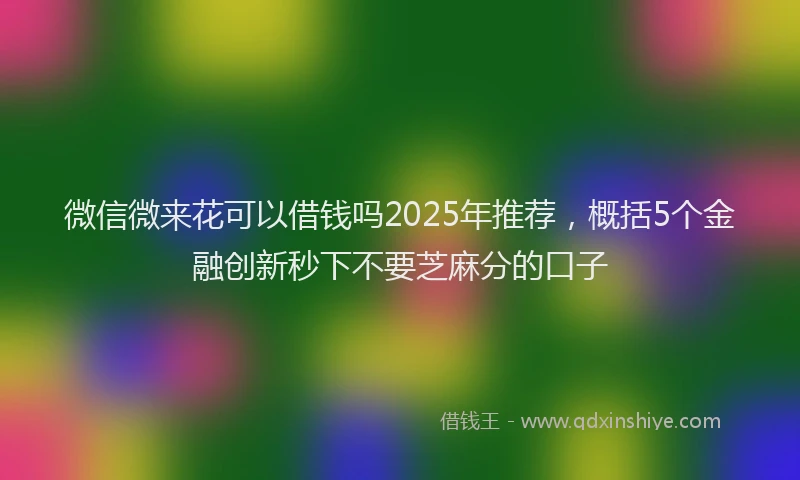 微信微来花可以借钱吗2025年推荐，概括5个金融创新秒下不要芝麻分的口子