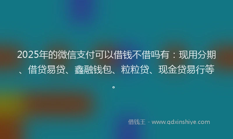 2025年的微信支付可以借钱不借吗有：现用分期、借贷易贷、鑫融钱包、粒粒贷、现金贷易行等。