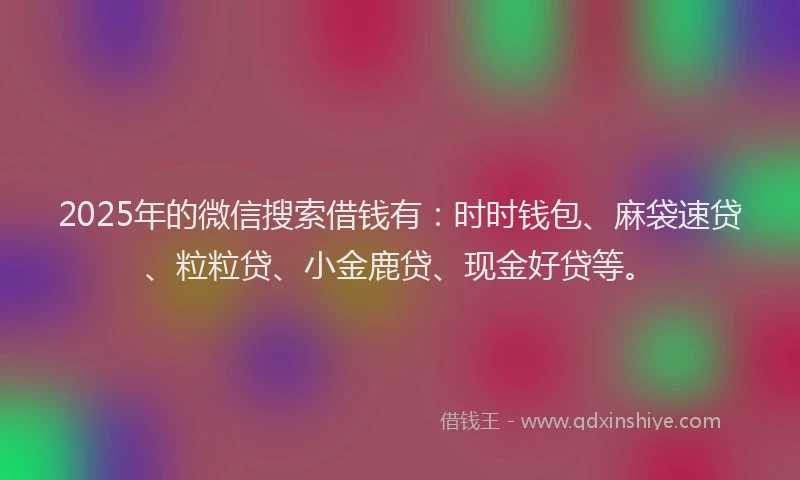 2025年的微信搜索借钱有：时时钱包、麻袋速贷、粒粒贷、小金鹿贷、现金好贷等。