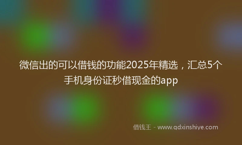 微信出的可以借钱的功能2025年精选，汇总5个手机身份证秒借现金的app