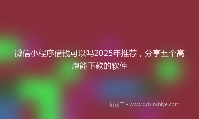 微信小程序借钱可以吗2025年推荐，分享五个高炮能下款的软件