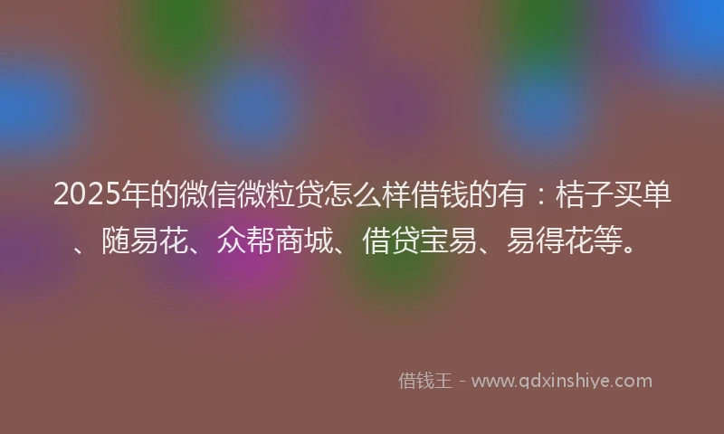 2025年的微信微粒贷怎么样借钱的有：桔子买单、随易花、众帮商城、借贷宝易、易得花等。