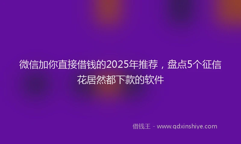 微信加你直接借钱的2025年推荐，盘点5个征信花居然都下款的软件