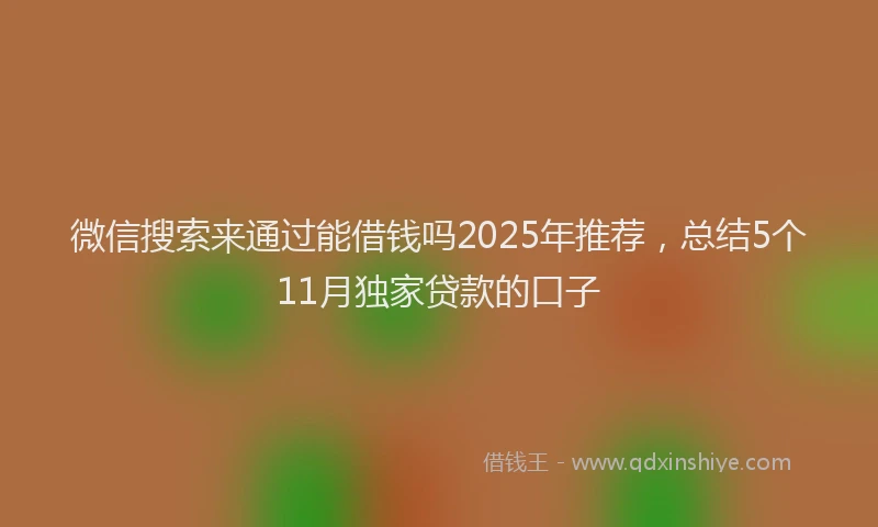 微信搜索来通过能借钱吗2025年推荐，总结5个11月独家贷款的口子
