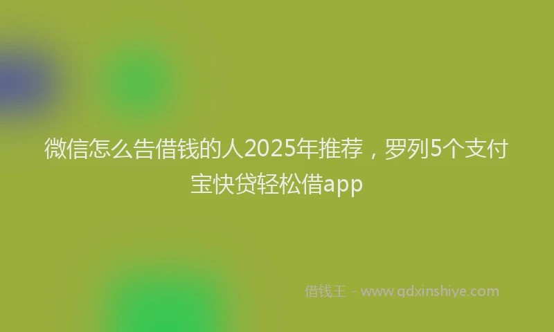 微信怎么告借钱的人2025年推荐，罗列5个支付宝快贷轻松借app