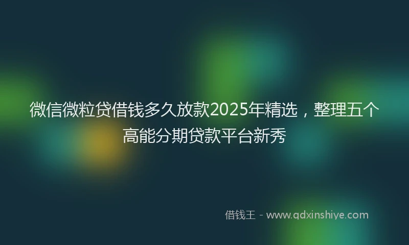 微信微粒贷借钱多久放款2025年精选，整理五个高能分期贷款平台新秀